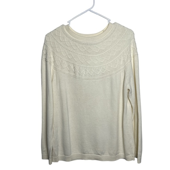 Talbots‎ Women's Long Sleeve Crew Neck Fair Isle Sweater Size XL Petite Cream - Picture 1 of 5
